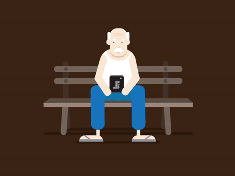 Old man with Social network