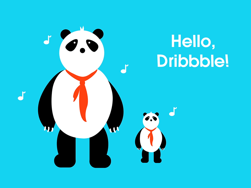 Hello Dribbble! first shot illustration motion graphic panda