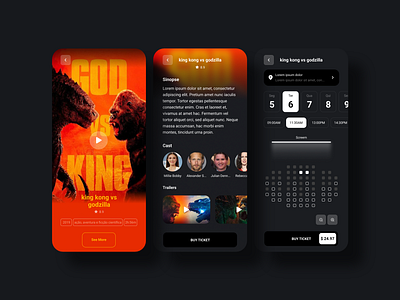 Movie App app cinema godzila king kong movie ui ux