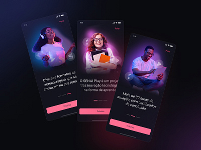 Onboarding screen app beauffull concept dark design human ios material mode nft onboarding people person pink product style ui ux