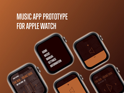 Music App Prototype for Apple Watch apple apple devices bold bold design dark design minimal music typography watch watch app watch face watch ui