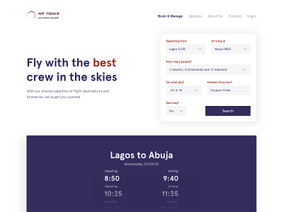 Air Peace Flight Search Redesign booking clean flight minimal search website