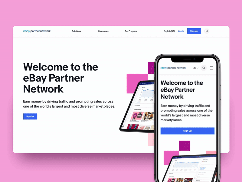 eBay Partner Network / Website Design animation design design system ebay global marketing landing page design marketing ui ux visual design web design