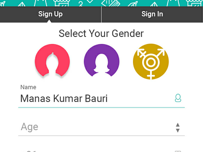 Gender Selection Options gender options tap to choose