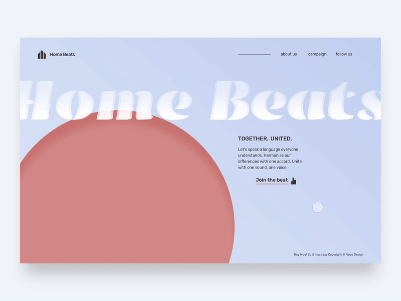 Home Beats landing page animation