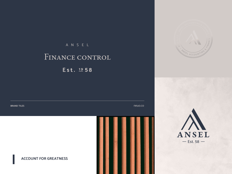 Ansel Brand Tile Motion animation brand branding clean corporate finance gif graphic design identity interaction minimal modern style guide web website