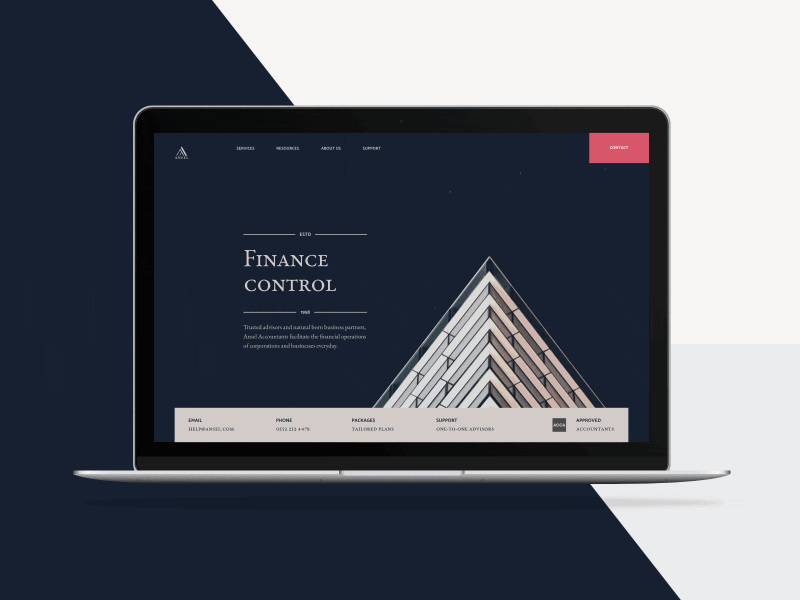 Ansel Home Page Scroll Animation animation brand branding clean corporate finance gif interaction macbook minimal mockup modern motion ui uidesign ux uxdesign web webdesign website