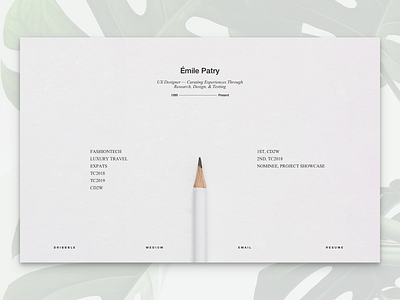 Personal Website clean design minimalist pencil protfolio resume sketch ui design website white