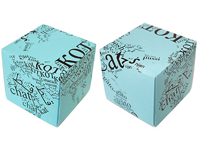 Diseño solidario: «El Mundo de Babel» blue cat graphic design packaging solidarity design tipography