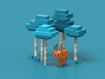 Blocky Forest 3d game art illustration kawaii magicavoxel minecraft pixel voxelart