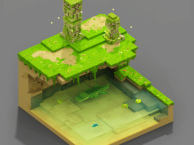 Sacred Pond 3d 8bits colombia magicavoxel pixel south america voxel voxel art voxelart