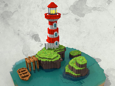 Lighthouse 3d 8bits colombia faro gameart gamedesign lighthouse magicavoxel pixel speed modeling voxel voxelart