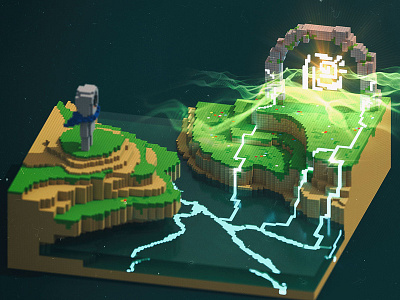 Energy Flow 3d 8bits gameart gamedesign green magicavoxel mario nintendo pixel voxel voxelart