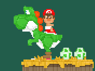 Yoshi´s Island 8bits cartoon colombia magicavoxel mariobros nintendo pixel pixelart retro voxel voxelart