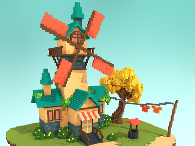 Flying House characters colombia colorfull game art games house magicavoxel pixel retro voxel voxel art