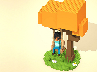 Columpio 8bit colombia isometric lego magicavoxel minecraft pixel retro voxel voxelart