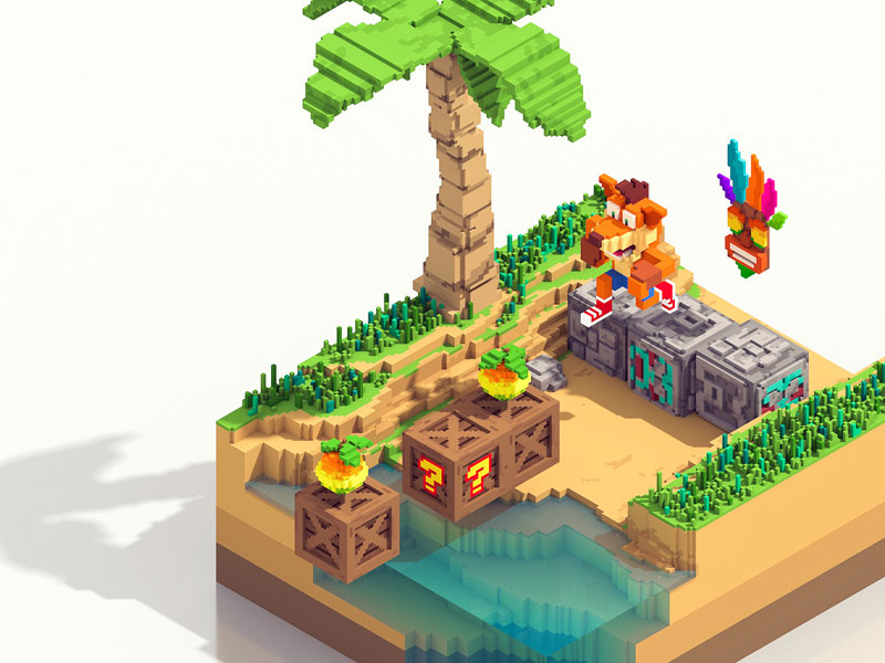 Crash Bandicoot fan art retro game game art voxel video game magicavoxel voxel art fan art crash bandicoot crash