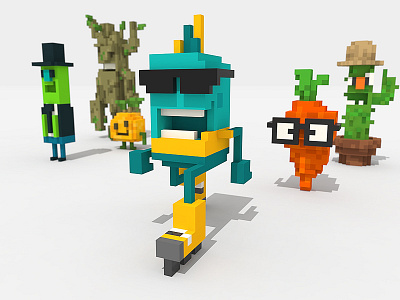 Voxel Art Cartoons V2 3d cartoons character design low poly magicavoxel pixel voxelart