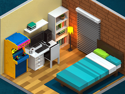 Isometric Room 3d colombia colorful isometric lego magicavoxel minecraft voxel voxel art