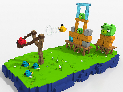 Angry Birds - Voxel Art 3d angry birds cartoons character design low poly magicavoxel pixel voxelart