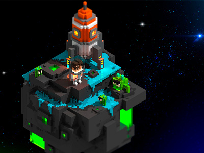 Spaceman colombia isometric lego magicavoxel minecraft render voxel voxel art