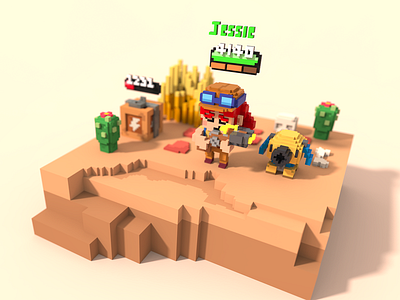 Jessie - Brawl Stard 3d brawl stars character design chibbi cute magicavoxel voxel art