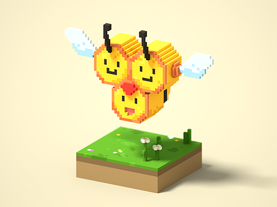 Combee 3d bee cute fan art kawaii magicavoxel pokemon voxel voxel art