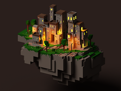 Aerial City 3d colombia gameart illustration magicavoxel minecraft pixel retro voxel voxelart