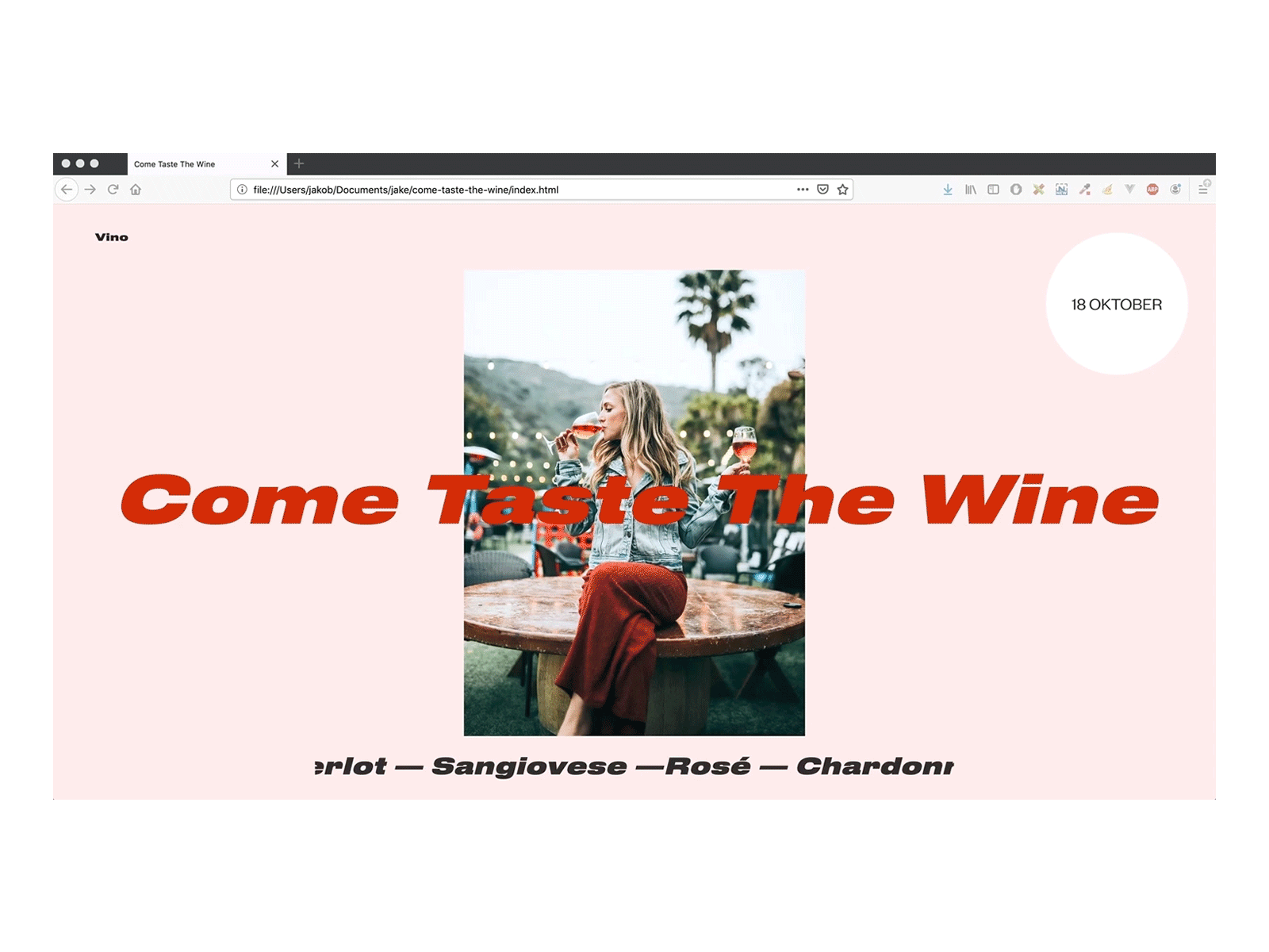 Come Taste The Wine — Landing page