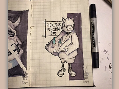 Inktober Day 3: Poison - "Pick Your Poison" doodle illustration inktober pen and ink sketch