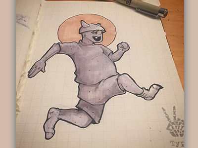 Inktober Day 11: Run - "Run Fat Boy, Run" doodle illustration inktober pen and ink sketch