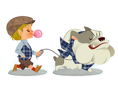 The British Bulldogs boy british bulldog cute dog illustration vector