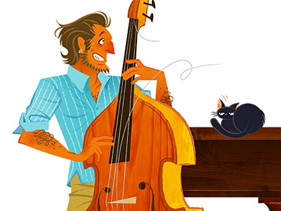 DUO -bass man- cat elegant fashion illustration lifestyle music pop vector