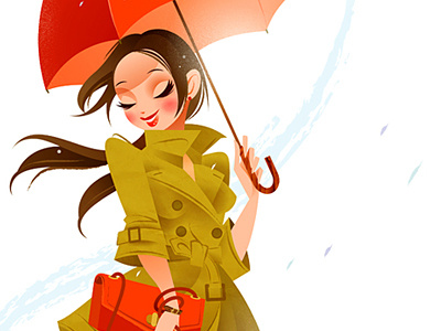 Raindrops cute elegant fashion girl illustration lifestyle pop vector