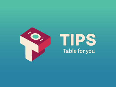TIPS logo app application gradient isometric logo restaurant table typography