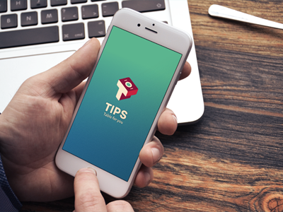 TIPS logo app finder gradient logo phone table ui welcome