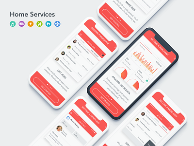 Home Services | Onboarding analytics app chart home illustrations manager mobile onboarding red services stock tutorial