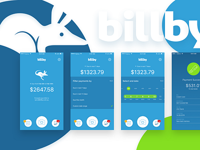 Billby | Payment - Mobile App bill blue green manage mobile pay payment