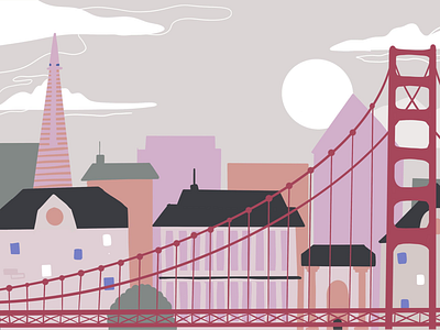 San Francisco drawing fog golden gate bridge golen gate illustration procreate san francisco