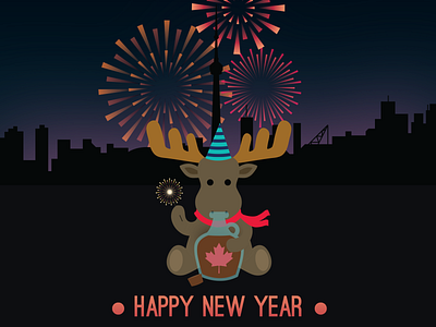 UofTHacks Fireworks design fireworks illustration moose newyear toronto uofthacks