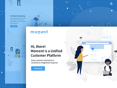 Moment automessage calling chat conversion crm portal design email human illustration integrated landing page lead generation leaves message people plaform targeted messaging