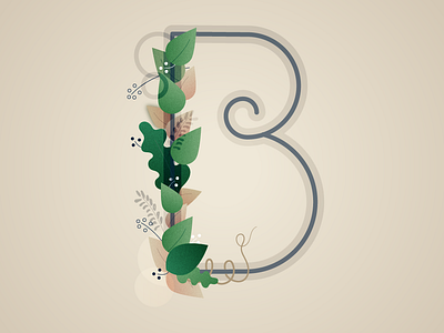 B 36daysoftype 36daysoftype b art b botanical leaf leaves letter letter b lettering typography vines