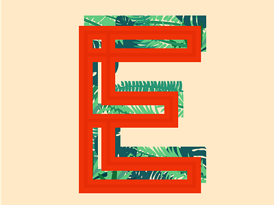 E 36daysoftype 36daysoftype e beach design e illustration leaves letter letter e lettering letters palm type typography vines
