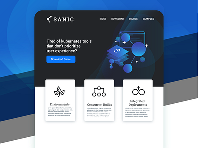 Sanic Web Design UI application code coding design development docker iconographic iconography icons illustration kubernetes letter lettering logo page layout typography ui website