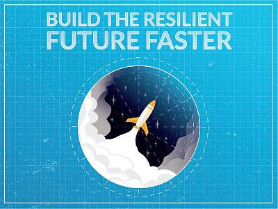 Build The Resilient Future Faster Book Cover blue blueprint book book cover illustration rocket spaceship. circle victorops