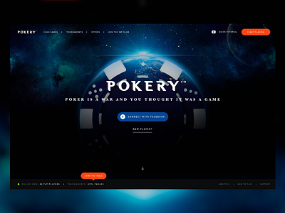 Pokery black game ui interface landing page poker ui user interface web design