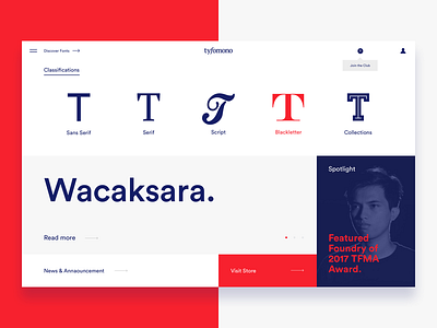 Tyfomono Portal blue clean ecommerce interface marketplace minimal portal red startup typography