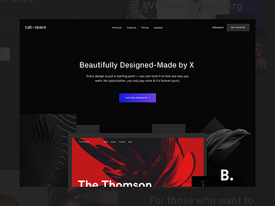 Lab X-Space Landing black design interface minimalist modern online store store template theme uikit vibrant web design