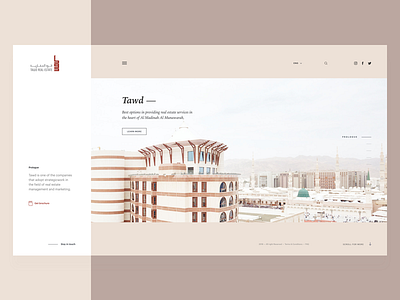 Homepage for Tawd architecture branding grid interface minimalist property real estate redesign