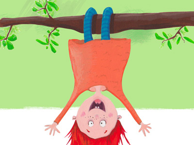 Girl on branch acrylics branch childrens digital girl illustration